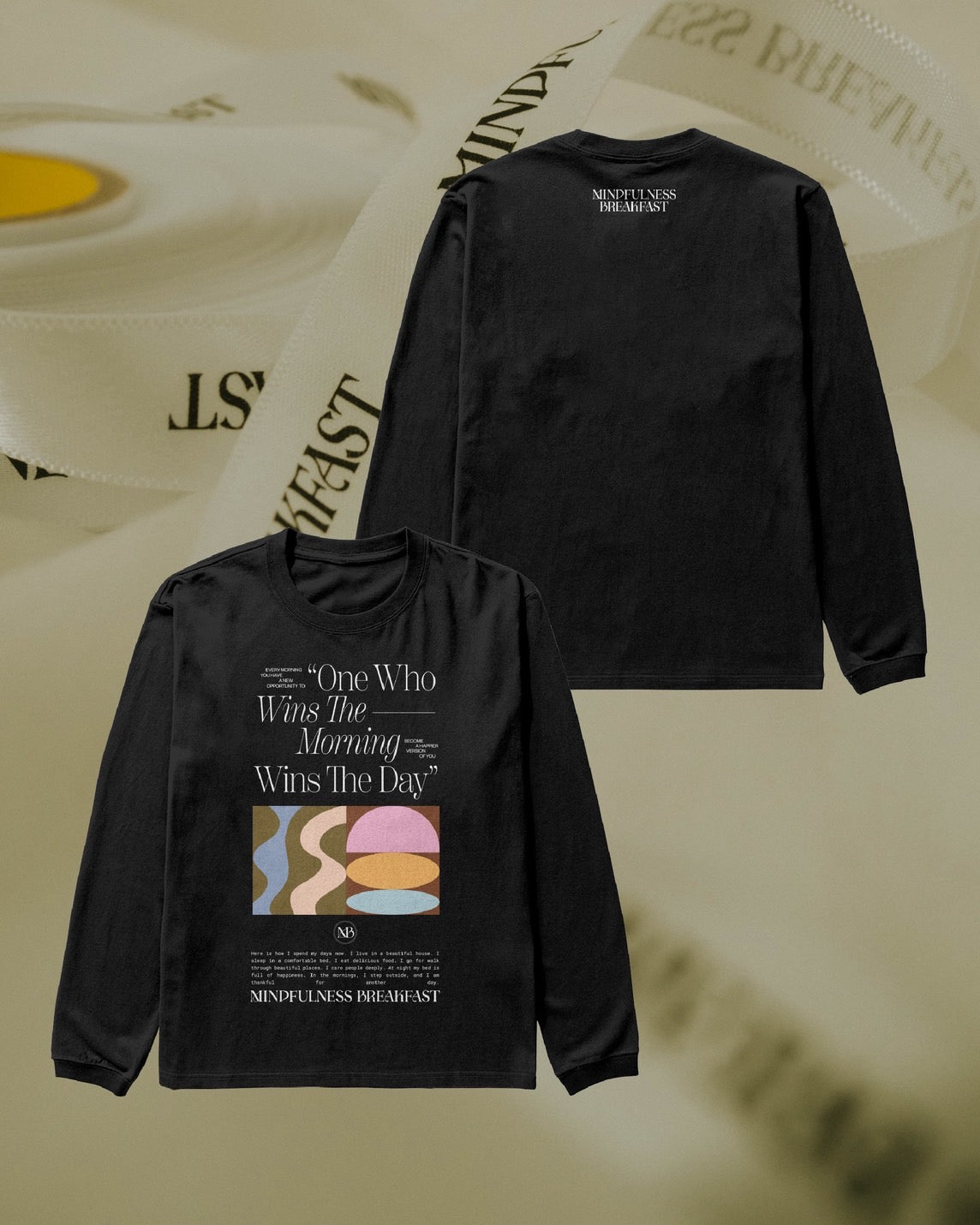 【予約販売】MINDFULNESS BREAKFAST × Miri Ogasawara ロンT(Black) 🟦Daydream Flow