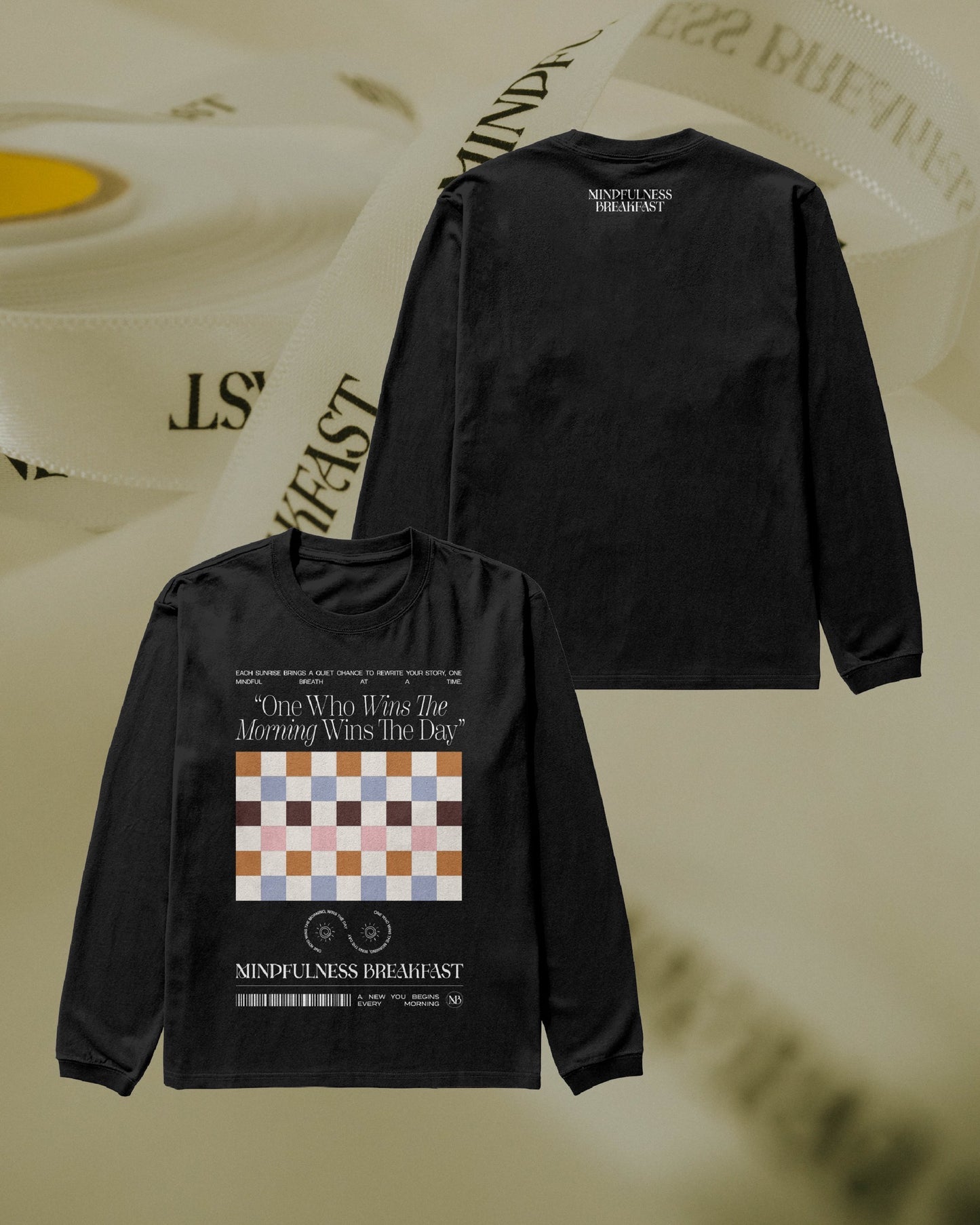 【予約販売】MINDFULNESS BREAKFAST × Miri Ogasawara ロンT(Black) 🟧 Slow Pattern